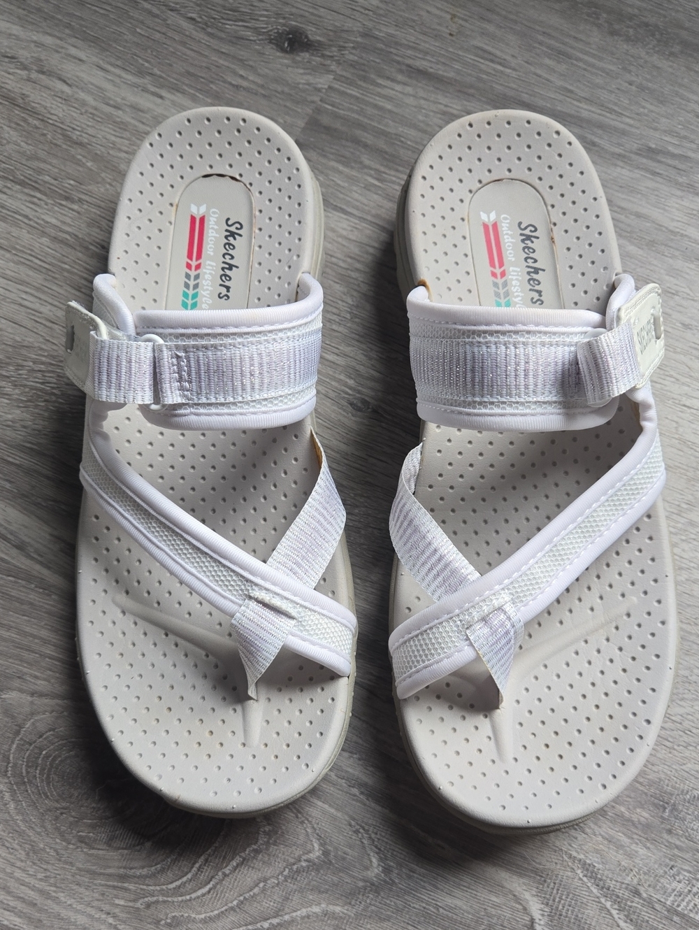 Skechers Women's White Strappy Comfort Sandals